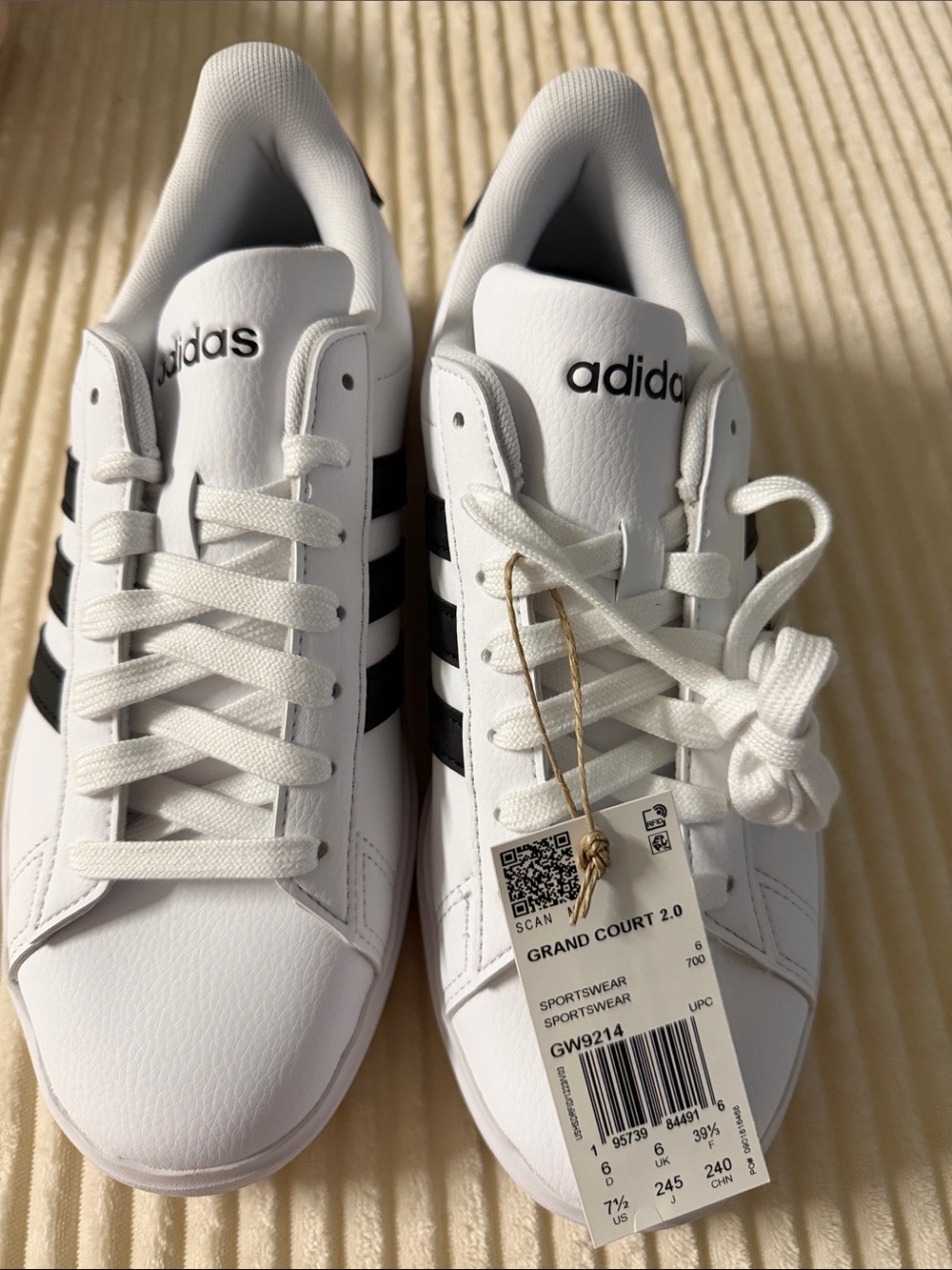 adidas White Sneakers with Black Three Stripes